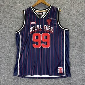 Marvel Spider-Man 2099 Shirt Mens 2XL Blue Nueva York 99 Basketball Jersey